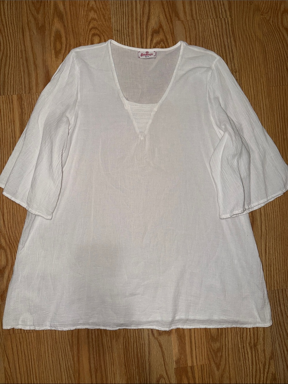 Cottonways  White Textured Scoop Neck Tunic
